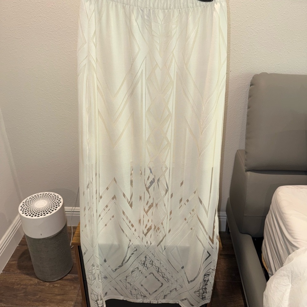 Saks Fifth Avenue White Sheer Maxi Skirt
